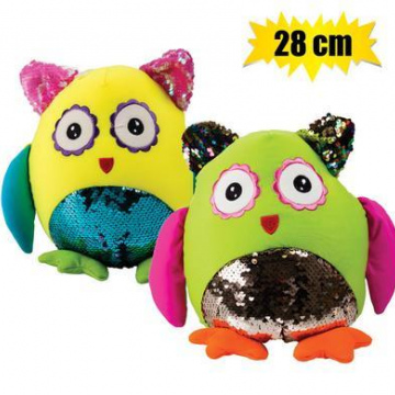  PLUSH BRIGHT OWL W-FOAMBEADS 28cm