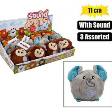 PLUSH ANIMAL WILD BALLS WITH SOUND 11cm