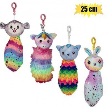 PLUSH ANIMAL WITH RAINBOW BIG TAIL 25cm